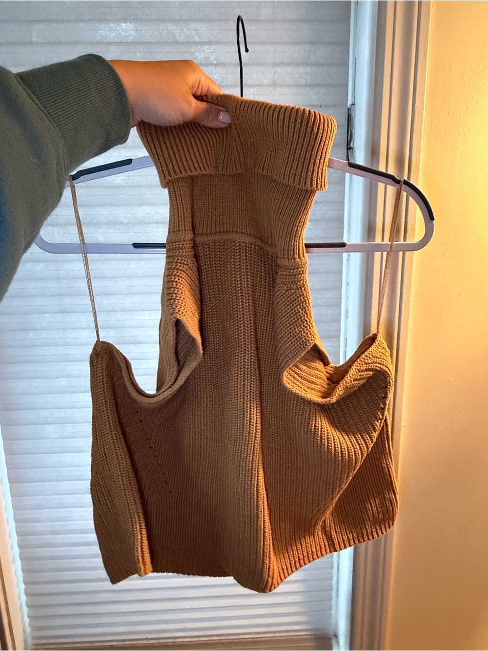 French Connection Camel Knit Turtleneck Sweater Vest